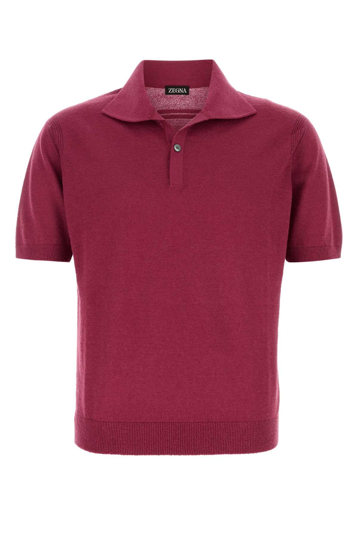 Zegna Men Tyrian Purple Knit Polo Shirt