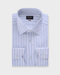 Zegna Couture White Centoventila Cotton Pinstripe Shirt