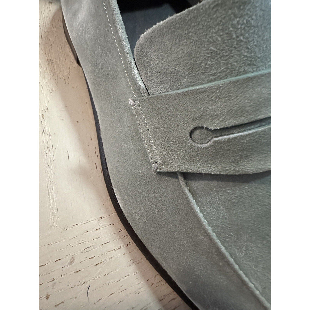 New $990 Ermenegildo Zegna Suede Reverse Construction Loafers LT Green 12 US