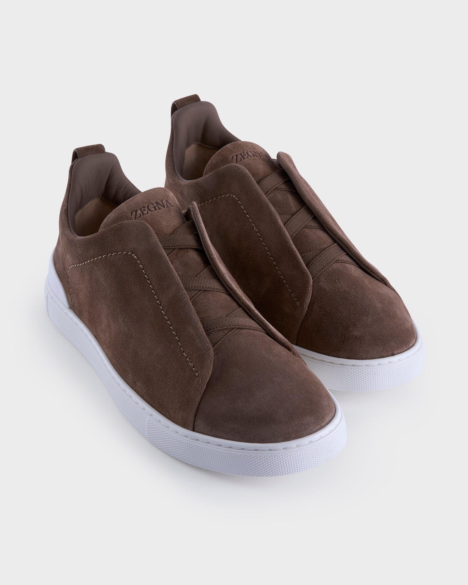Dark Beige Suede Triple Stitch Sneakers