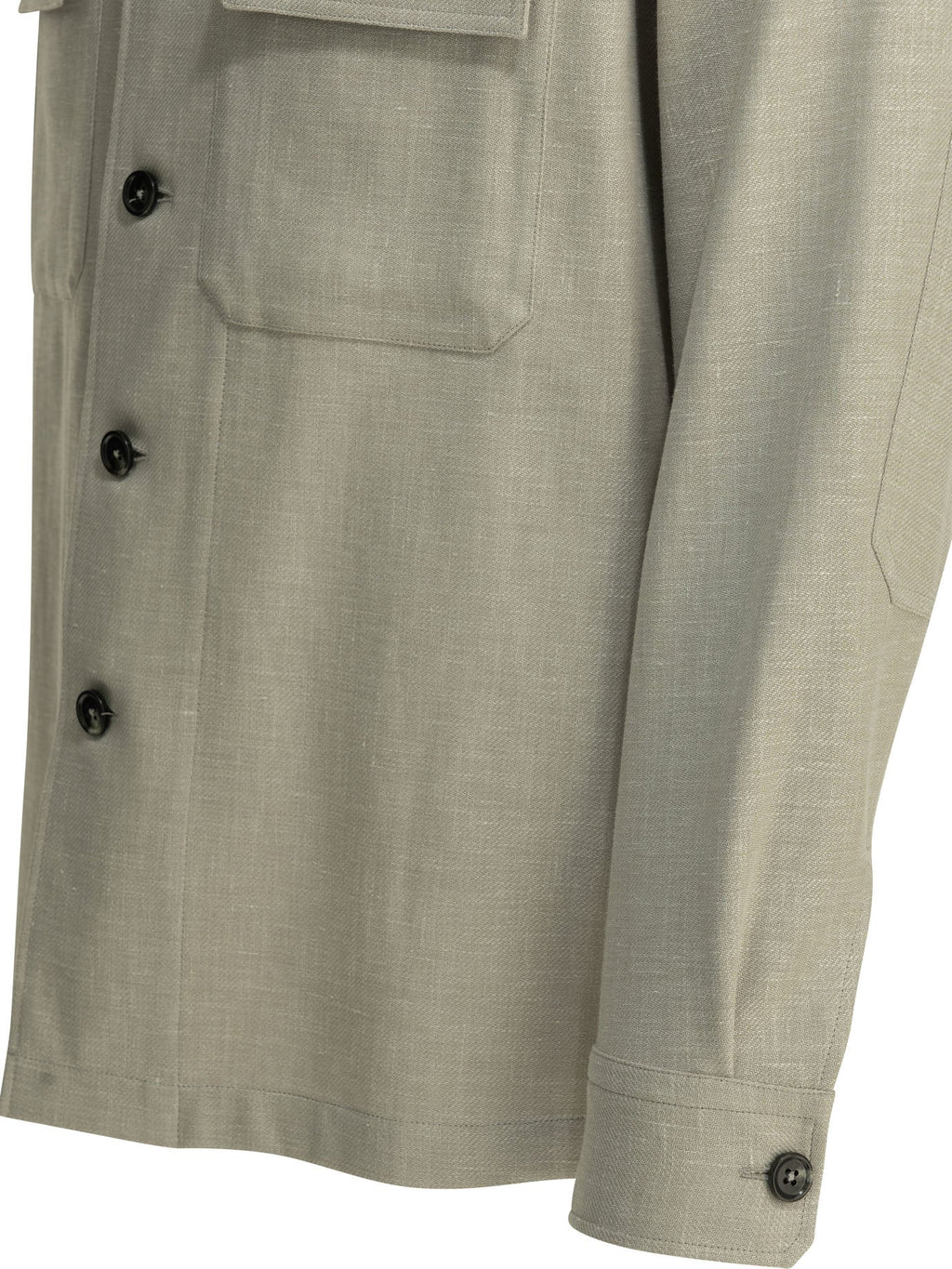 Zegna Linen Wool Blend Overshirt Jacket Beige